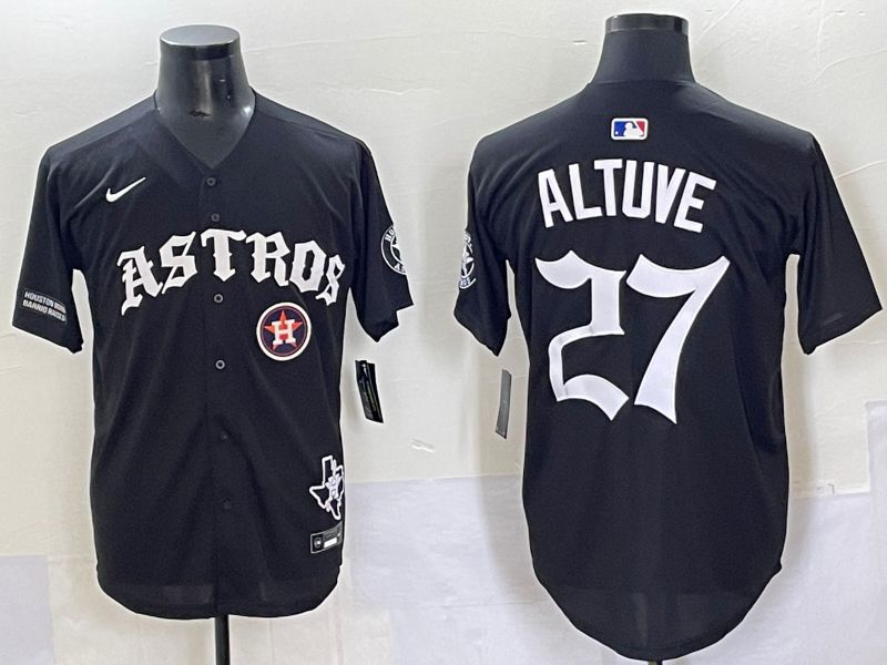 Men 2025 Houston Astros #27 Altuve Black Seven generations Joint Name Nike MLB Jersey style 15